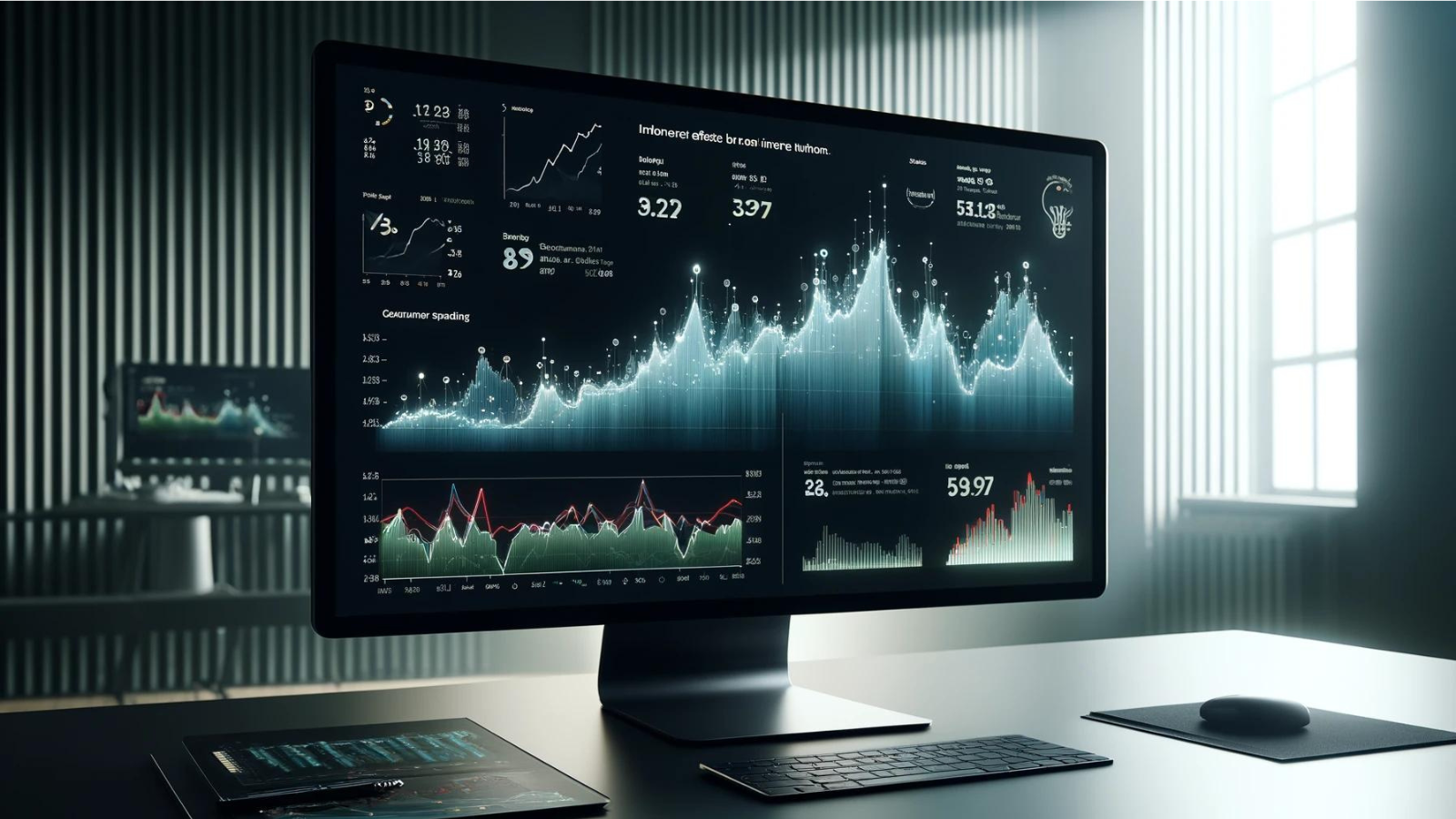 Graph showing the relationship between interest rates and stock market trends on a large screen.