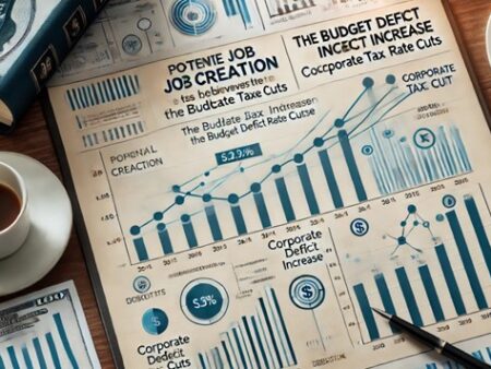 Graph showing potential job creation versus budget deficit increase due to corporate tax cuts with clear labels