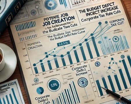 Graph showing potential job creation versus budget deficit increase due to corporate tax cuts with clear labels